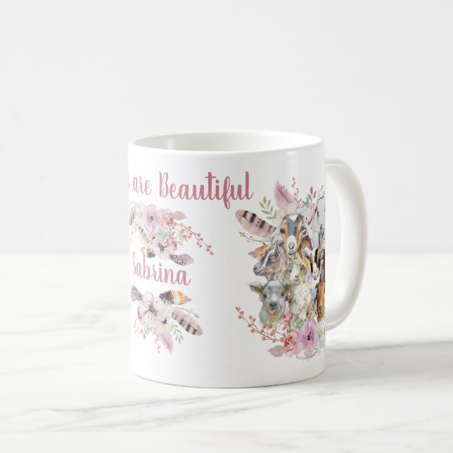 Mug GOT LOVER | BOHO Portraits d'aquarelle de chèvre (Devant droit)