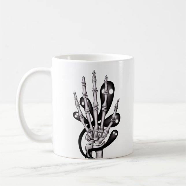 Mug Goth Anatomie Squelette Main Éffrayant Fantômes (Gauche)