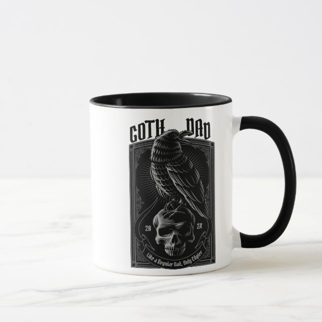 Mug Goth personnalisé papa, corbeau et crâne (Droite)