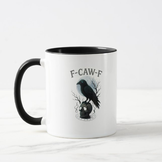 Mug Gothic Crow F Caw F Raven Skull Halloween Graphic  (Gauche)