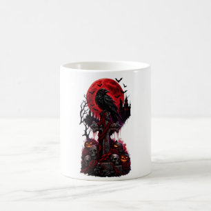 Mug Gothic Halloween Corbeau Cimetière Hanté Citrouill