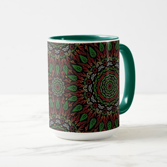 Mug Gothique Feuilles  Mandala Motif (Devant droit)