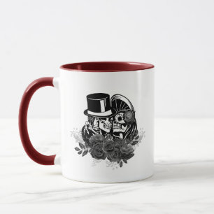 Mug Gothique Kissing Skulls Couple Amour Éternel