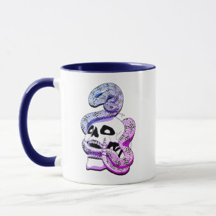 Mug Gothique Violet et Serpent bleu et Crâne Art foncé