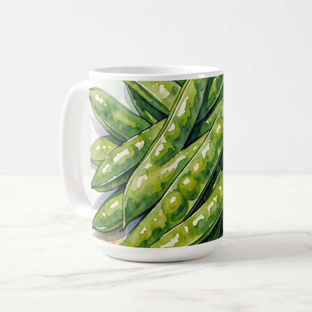 Mug Gousses de pois à l'aquarelle (Devant gauche)