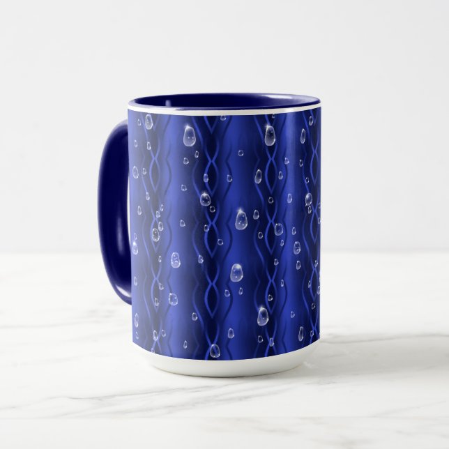 Mug gouttes de pluie sur le métal bleu (Devant gauche)