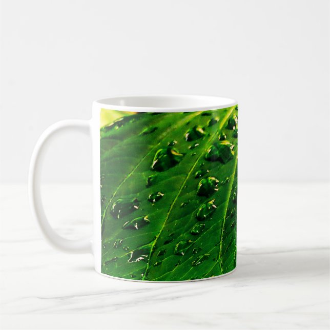 Mug Gouttes de pluie sur une feuille (Gauche)