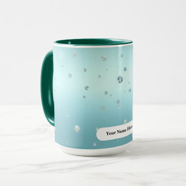 Mug Gouttes de rosée bronze azur givré de luxe (Devant gauche)