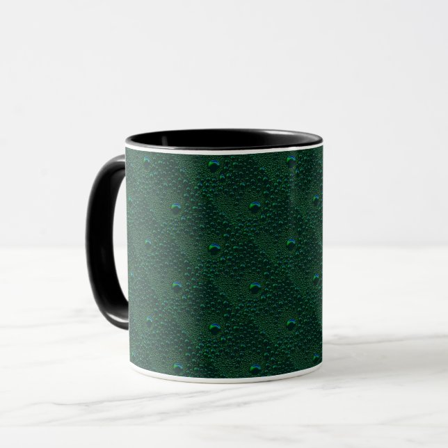 Mug Gouttes d'eau sur métal vert (Devant gauche)