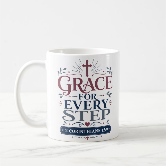Mug Grâce pour chaque pas Citation de l'Écriture du ma (Gauche)