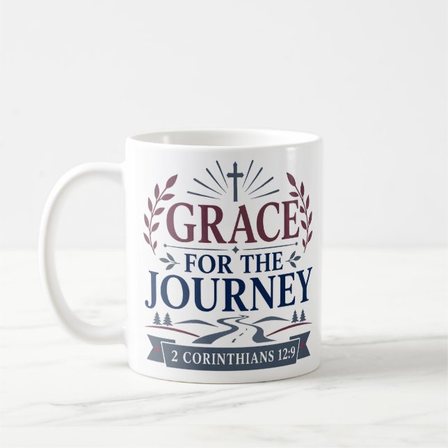 Mug Grâce pour le voyage Citation de foi chrétienne (Gauche)