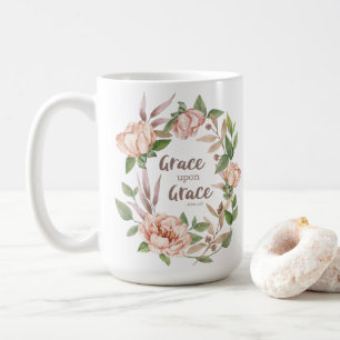 Mug Grace sur grâce - Jean 1:16 - Floral