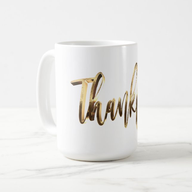 Mug Grâces Elegant Faux Gold Script Thanksgiving (Devant gauche)