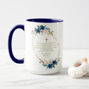 Mug Gracias Florales Bleues Espagnoles Con Oración Bau