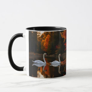 Mug Gracieux Cygnes Blancs Glissant Sur L'Étang D'Auto