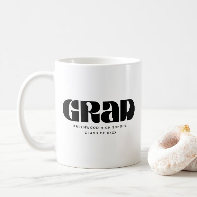 Mug Grad Bold Typographie rétro moderne Photo noir (Avec donut)