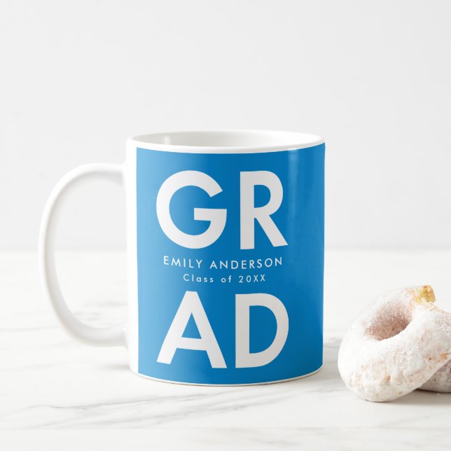 Mug Grad Grad Blue Photo Grad Grad (Avec donut)
