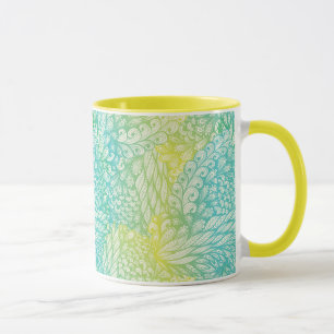 Mug Gradient jaune et bleu vintage floral