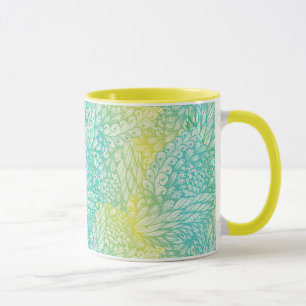 Mug Gradient jaune et bleu vintage floral