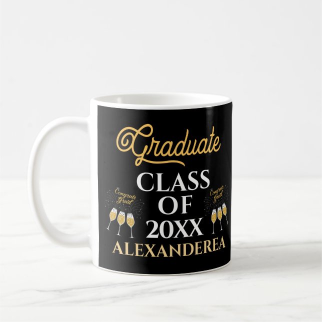 Mug Graduate Class of 2022 Félicats Gold Black Custom (Gauche)