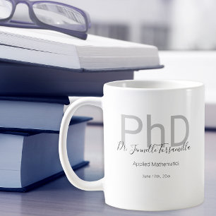 Mug Graduate Keepsaké Black Grey Nom PhD Graduation