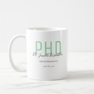 Mug Graduate Keepsaké Green Grey Nom Diplôme PhD