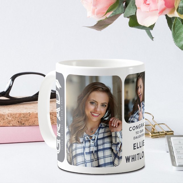 Mug Graduate moderne 3 photo Graduate Keepake cadeau (Créateur téléchargé)