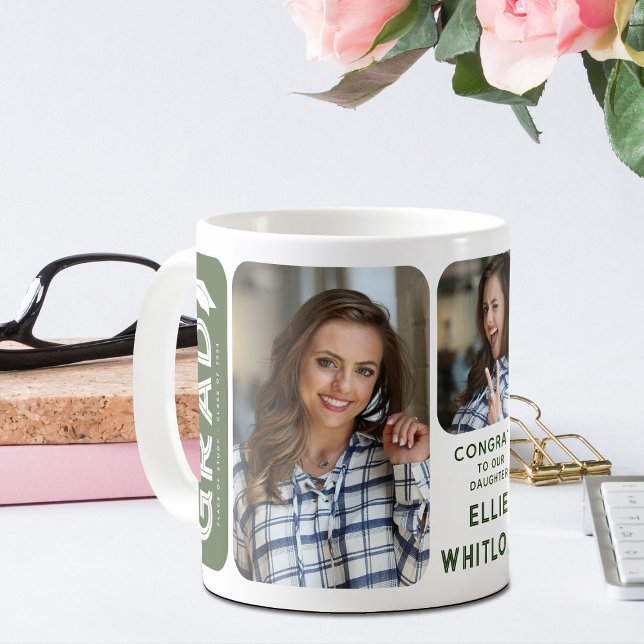 Mug Graduate moderne 3 photo Graduate Keepake cadeau (Créateur téléchargé)