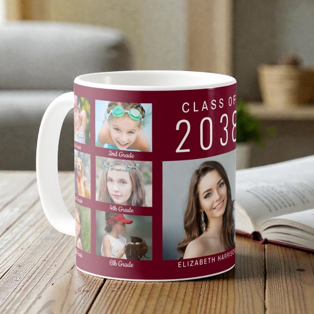 Mug Graduate Photo Collage Burgundy Graduation (Graduate Photo Collage Burgundy Graduation Coffee Mug)