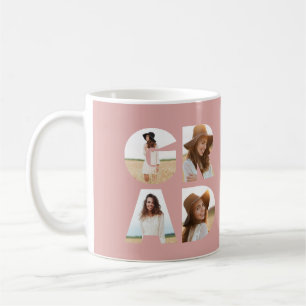 Mug Graduation 4 photo moderne personnalisé rose girly