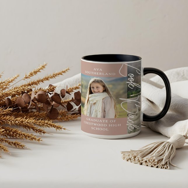 Mug Graduation Alors & Maintenant Grad Photo Collage G (Graduation Then & Now Grad Photo Collage Keepsake Mug)