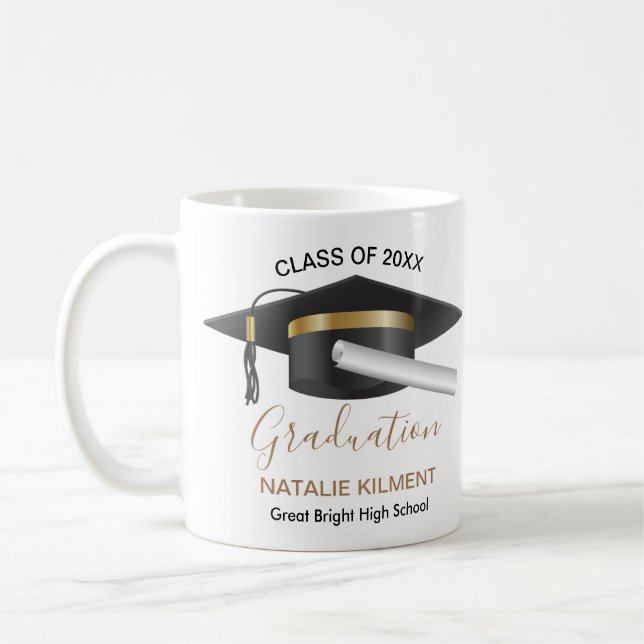 Mug Graduation de Casquette noir et or 2022 (Gauche)