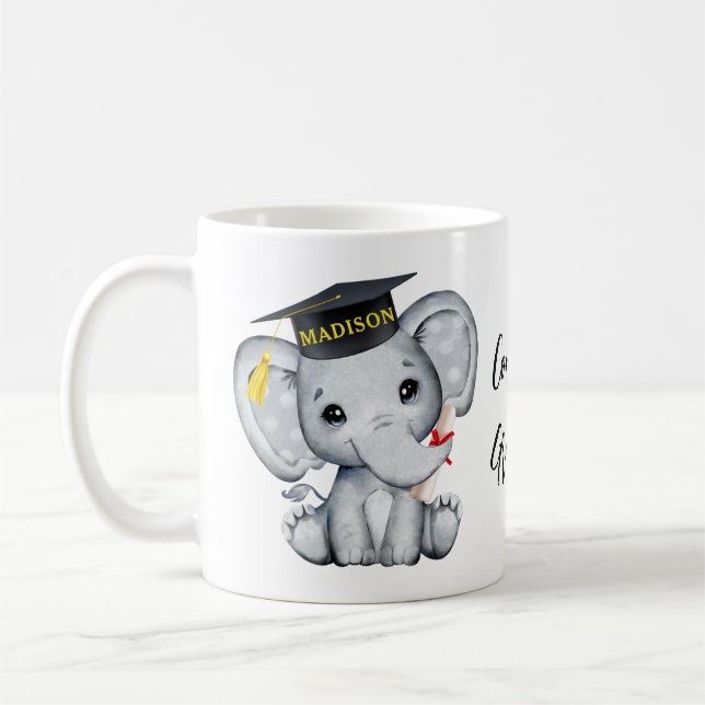 Mug Graduation des éléphants mignons (Gauche)