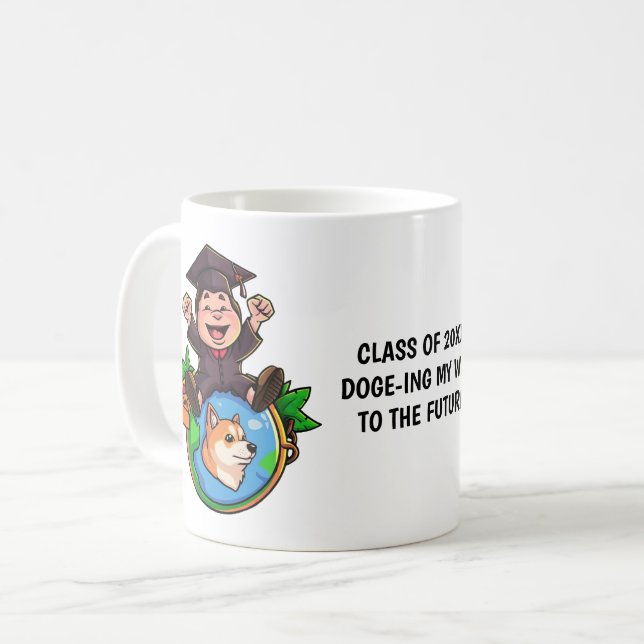 Mug Graduation Dogecoin personnalisée (Devant gauche)