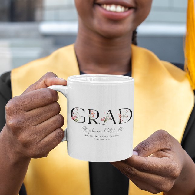Mug Graduation Fleur sauvage élégante personnalisée (Personalized Wildflower Grad Mug)