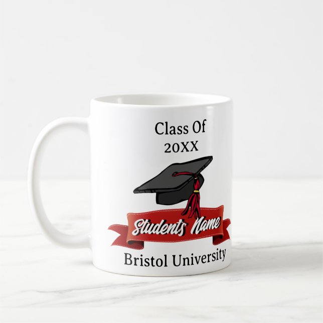 Mug Graduation Personnalisé Drinkware Maroon et Noir (Gauche)
