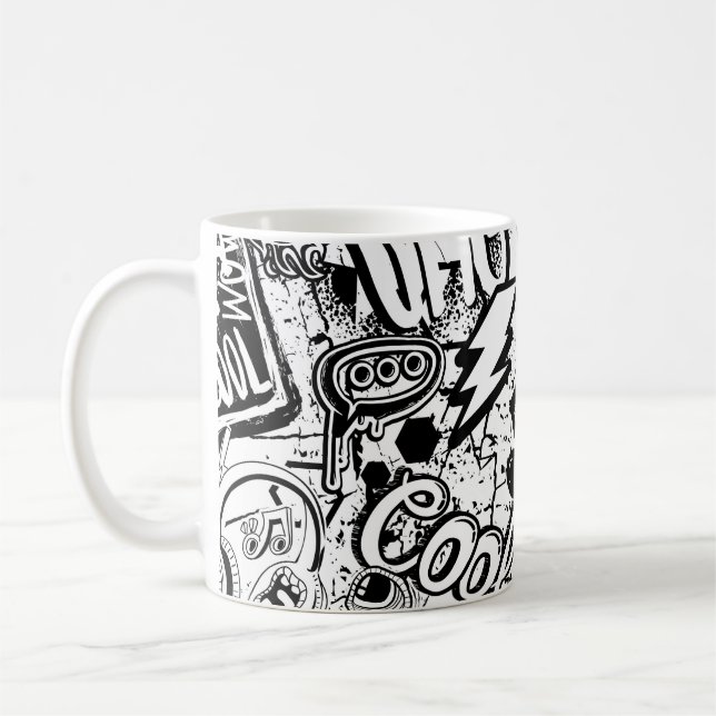 Mug Graffiti Abstrait en noir et blanc  (Gauche)