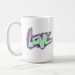 Mug graffiti d'amour violet vert menthe typographie po