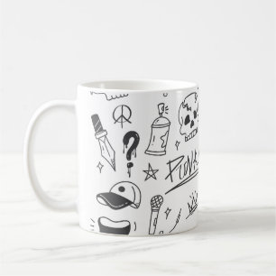 Mug Graffiti Doodles : Punk Music Scribble