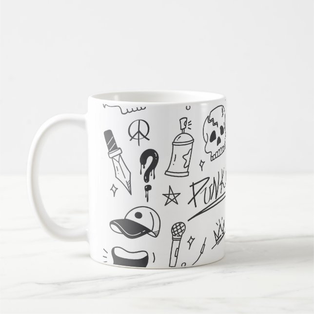 Mug Graffiti Doodles : Punk Music Scribble (Gauche)