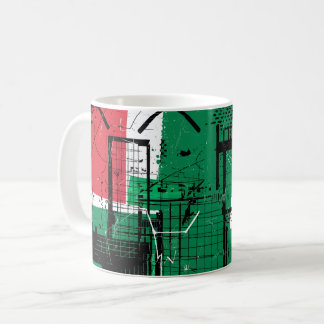 Mug Graffiti géométrique en rouge, vert et blanc