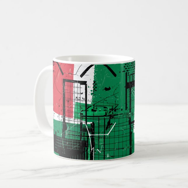 Mug Graffiti géométrique en rouge, vert et blanc (Devant gauche)