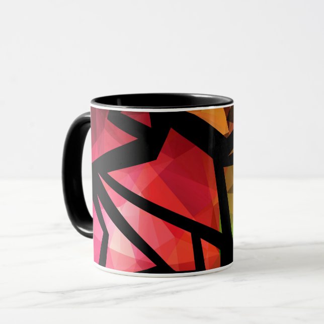 Mug graffiti polygonal moderne Abstrait géométrique fo (Devant gauche)