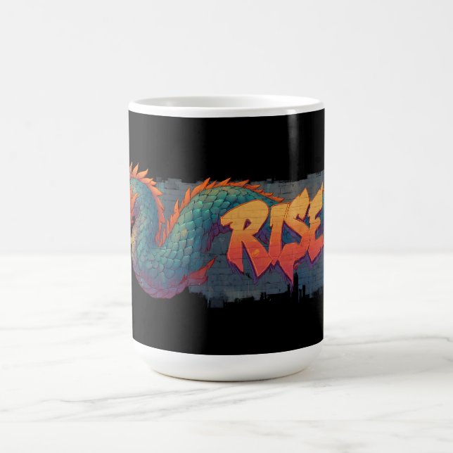Mug Graffiti Stylisé Dragon Mural avec Bold 'RISE' (Centre)