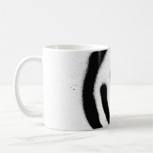 Mug graffiti visage souriant émoticon en noir sur blan