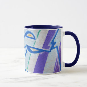 Mug Graffitis abstraits rayés bleus