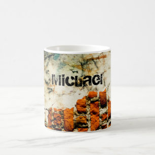 Mug Grafiti blanc orange Cool vieux mur de briques Vot
