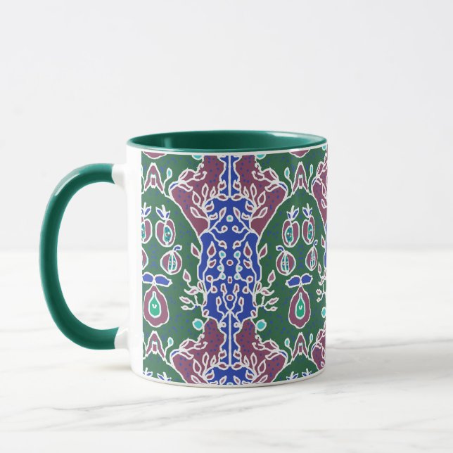 Mug Graines de pomme dans le jardin Vert Bleu & Mauve  (Gauche)