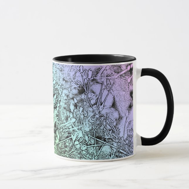 Mug Graines violettes et bleues Abstraites avec poigné (Droite)