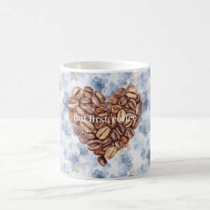 Mug Grains de café Bleu Premier Cœur